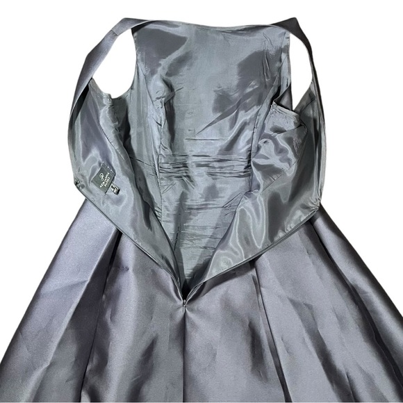 Adrianna Papell Pewter Grey Mikado Hi-Lo Gown sz 8 - Picture 7 of 14